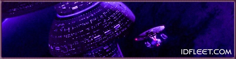 A purple-tinted space scene featuring a futuristic starbase and a Starfleet-style starship approaching it, with the text "IDFLEET.COM" in the bottom right corner.