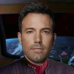 Rear Admiral Aurthur Winters in a Starfleet-style uniform aboard a starship, with a planet visible through the viewport behind him. Official portrait for Independence Fleet, a Star Trek simming community.